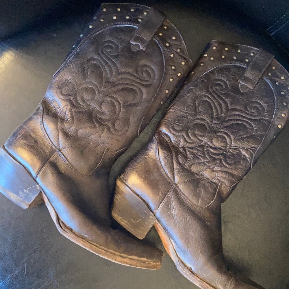 Steve Madden Dark Brown Studded Western Heeled Boots